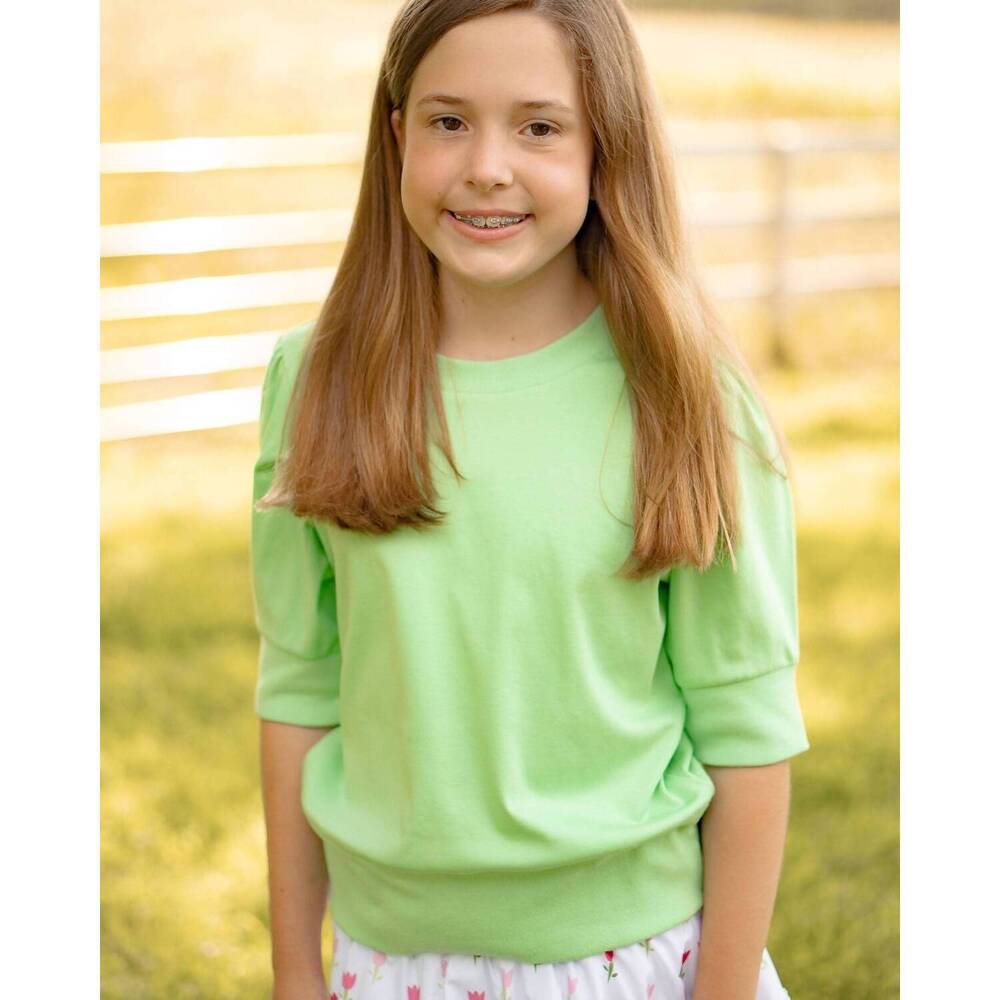 NEW THE YELLOW LAMB girl's madison top in spring green